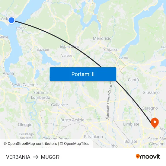 VERBANIA to MUGGI? map