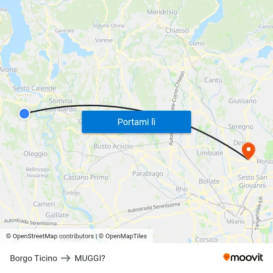 Borgo Ticino to MUGGI? map