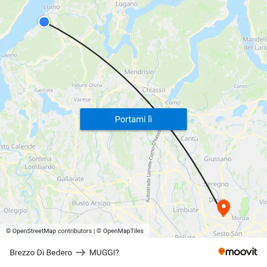 Brezzo Di Bedero to MUGGI? map