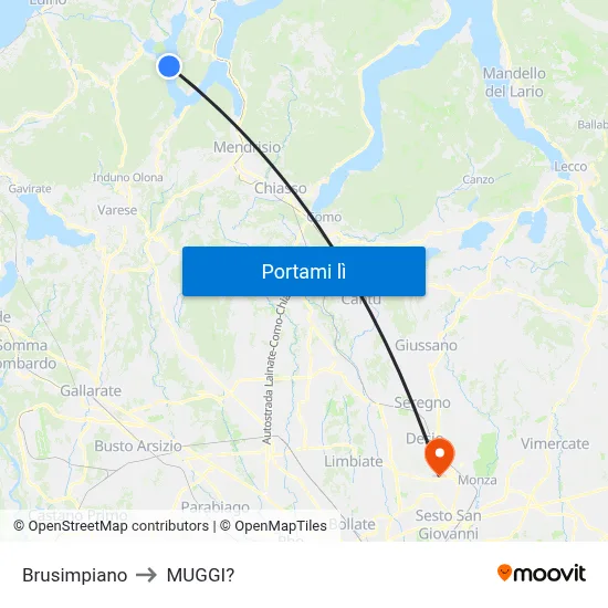 Brusimpiano to MUGGI? map