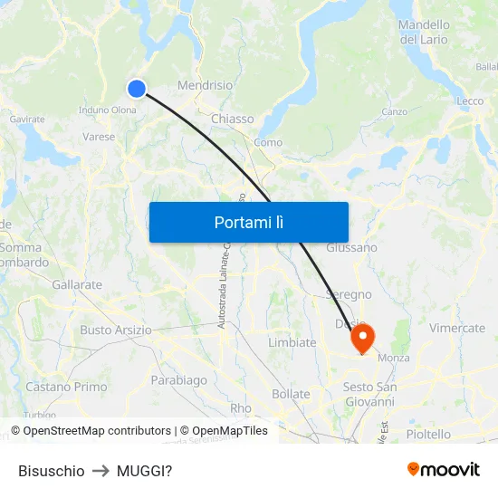 Bisuschio to MUGGI? map