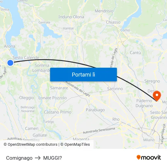 Comignago to MUGGI? map
