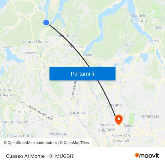 Cuasso Al Monte to MUGGI? map