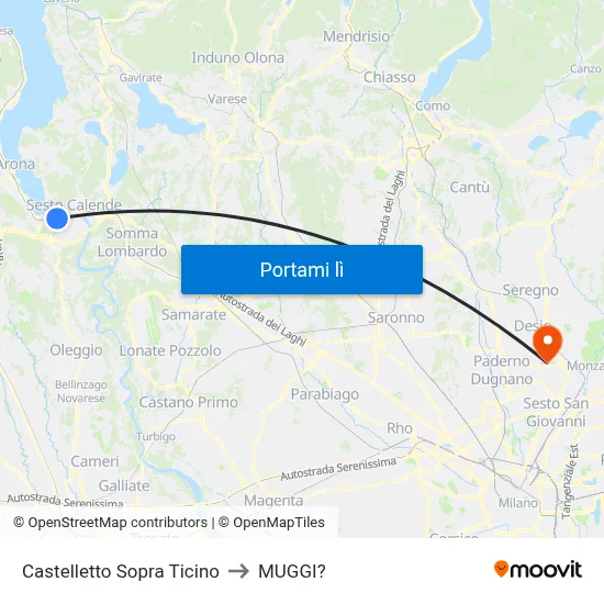 Castelletto Sopra Ticino to MUGGI? map
