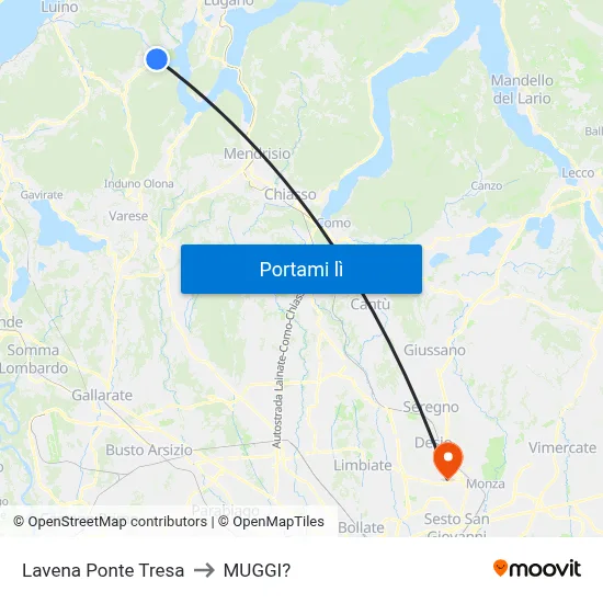 Lavena Ponte Tresa to MUGGI? map
