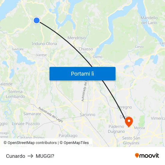Cunardo to MUGGI? map