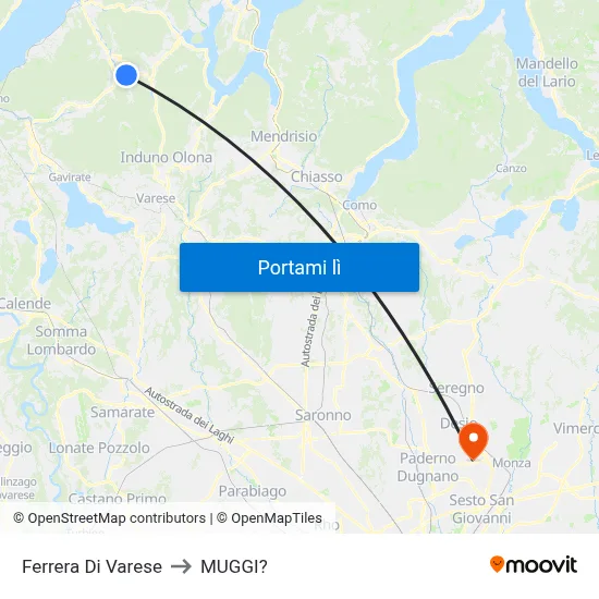 Ferrera Di Varese to MUGGI? map
