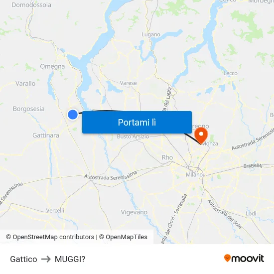 Gattico to MUGGI? map