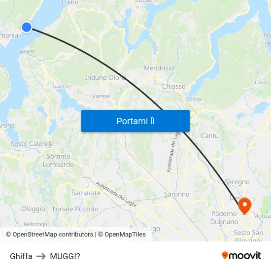 Ghiffa to MUGGI? map