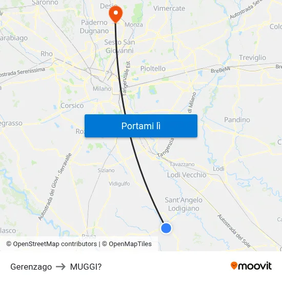 Gerenzago to MUGGI? map