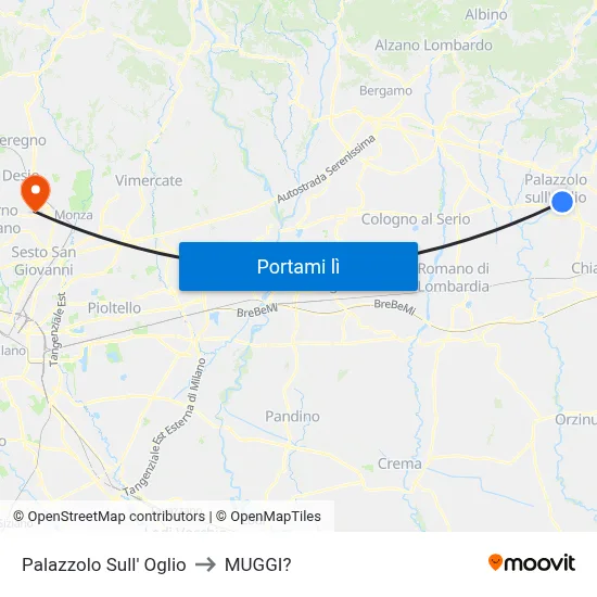 Palazzolo Sull' Oglio to MUGGI? map