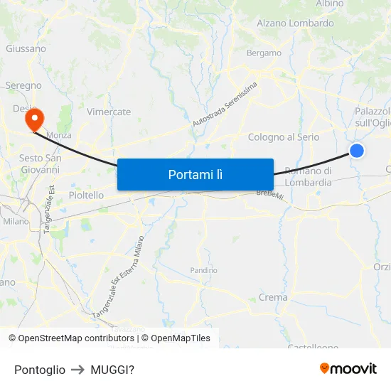 Pontoglio to MUGGI? map