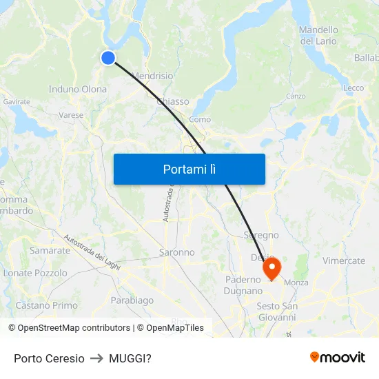 Porto Ceresio to MUGGI? map