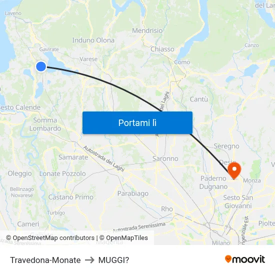 Travedona-Monate to MUGGI? map