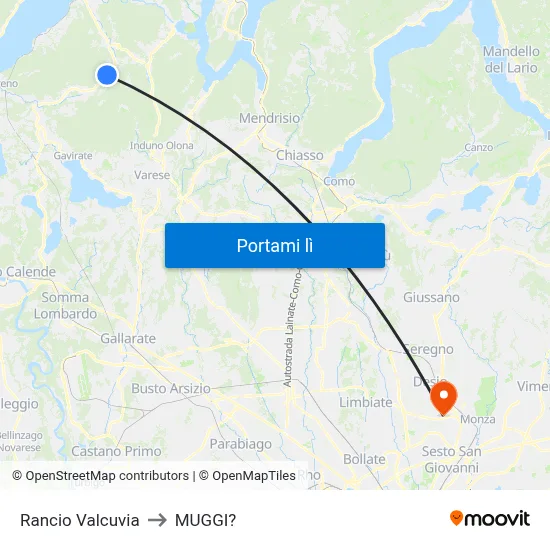 Rancio Valcuvia to MUGGI? map