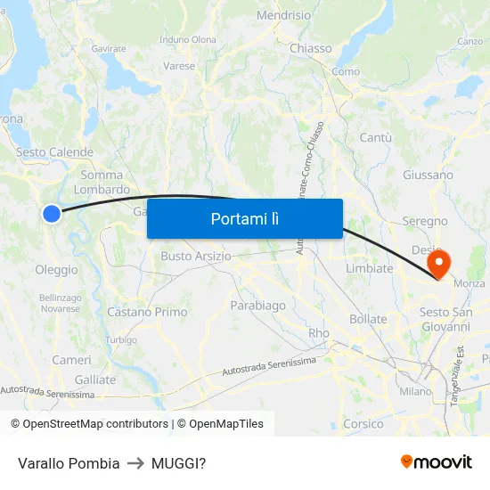 Varallo Pombia to MUGGI? map