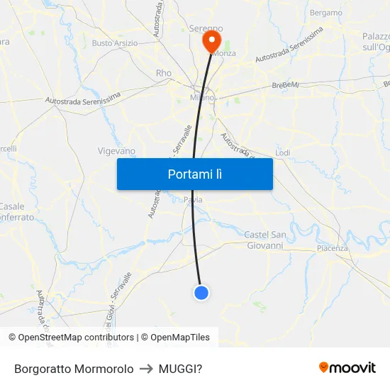 Borgoratto Mormorolo to MUGGI? map