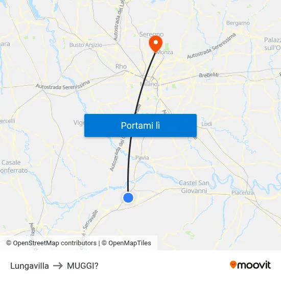 Lungavilla to MUGGI? map