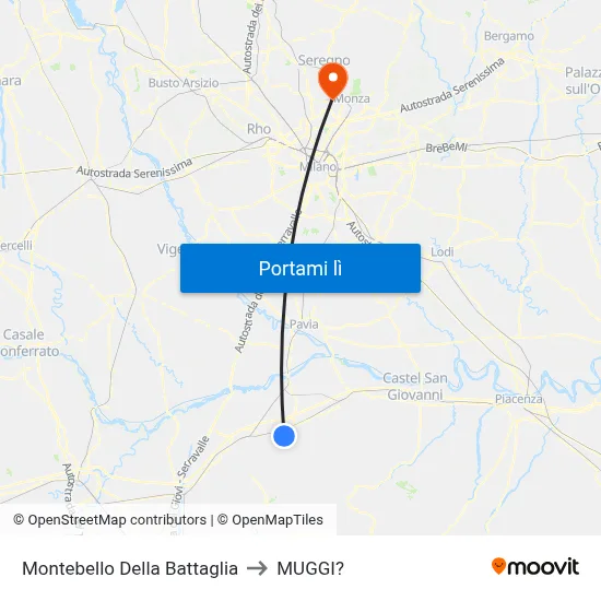 Montebello Della Battaglia to MUGGI? map