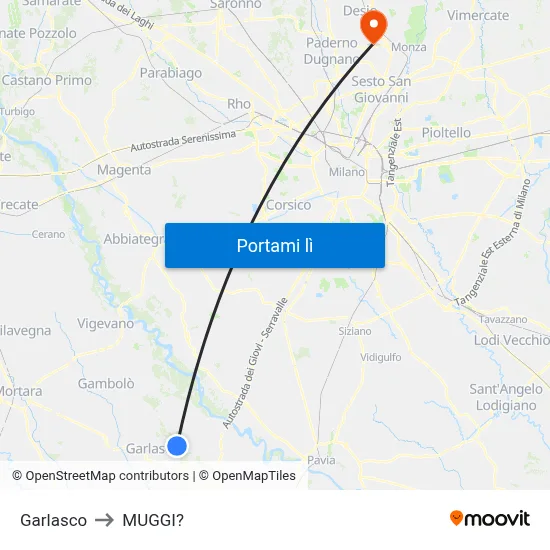 Garlasco to MUGGI? map