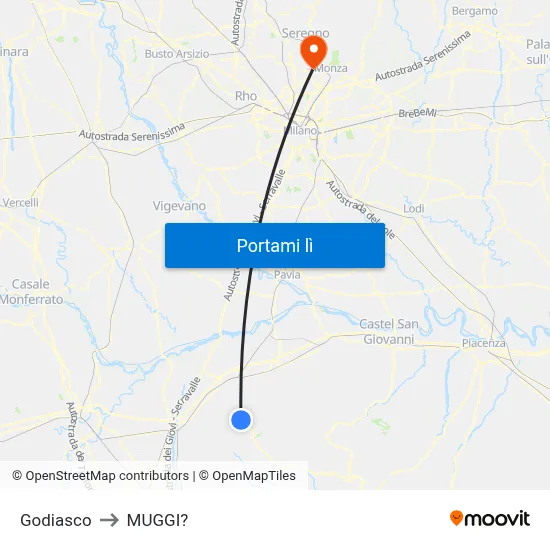 Godiasco to MUGGI? map