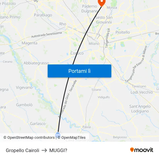 Gropello Cairoli to MUGGI? map