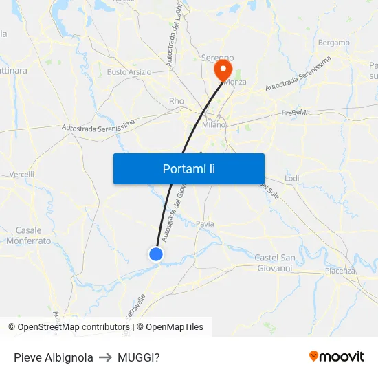 Pieve Albignola to MUGGI? map