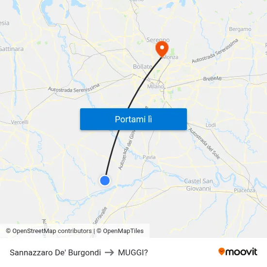 Sannazzaro De' Burgondi to MUGGI? map