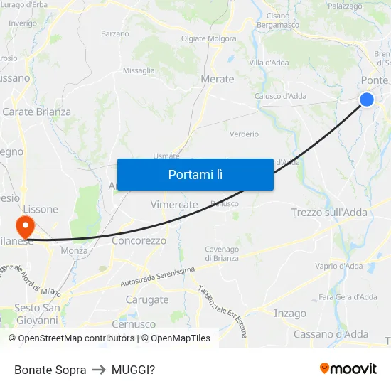 Bonate Sopra to MUGGI? map