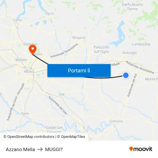 Azzano Mella to MUGGI? map