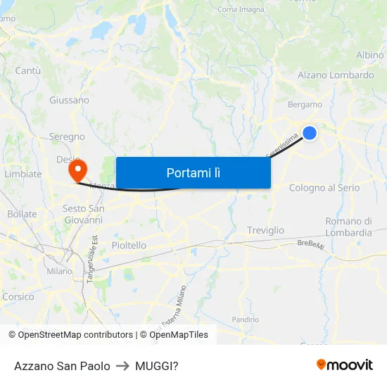 Azzano San Paolo to MUGGI? map