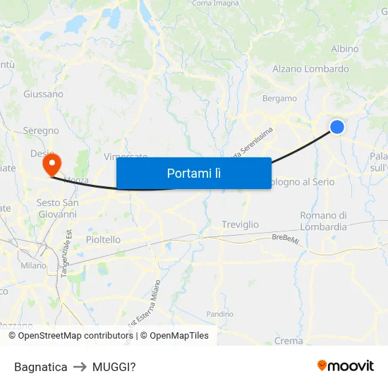 Bagnatica to MUGGI? map