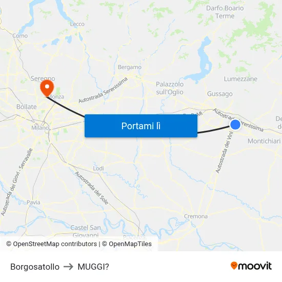 Borgosatollo to MUGGI? map