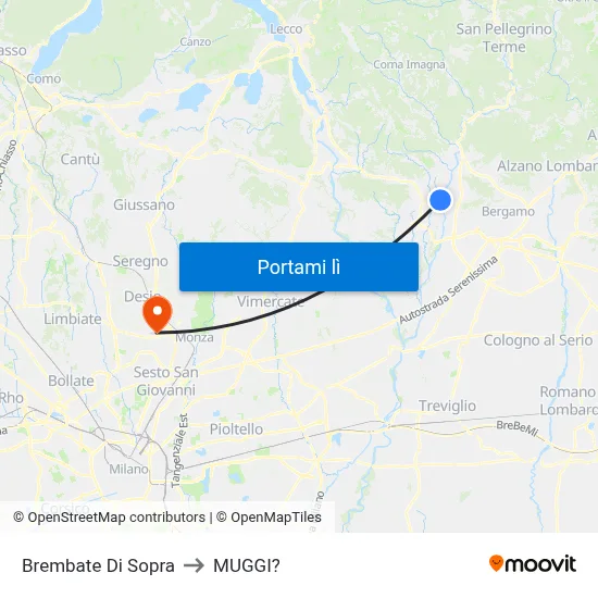 Brembate Di Sopra to MUGGI? map