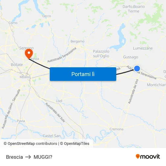 Brescia to MUGGI? map