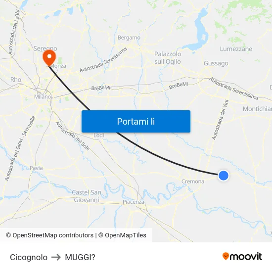 Cicognolo to MUGGI? map