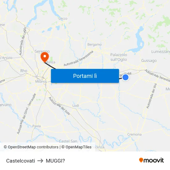 Castelcovati to MUGGI? map