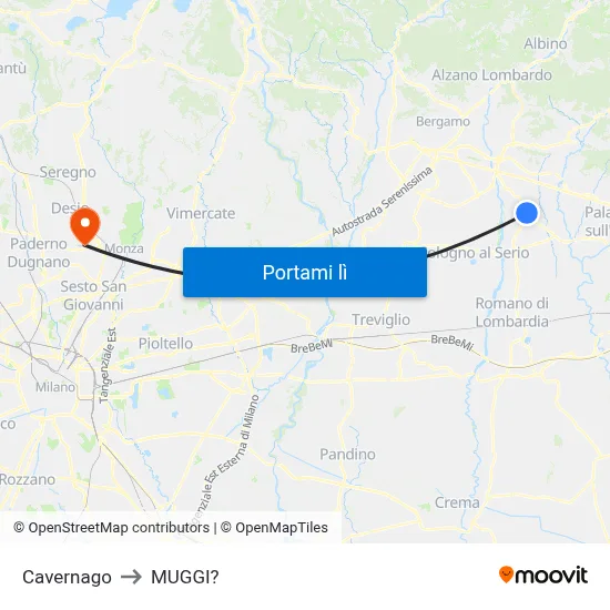 Cavernago to MUGGI? map