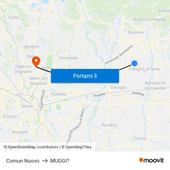 Comun Nuovo to MUGGI? map
