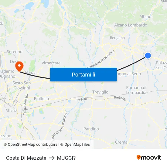 Costa Di Mezzate to MUGGI? map