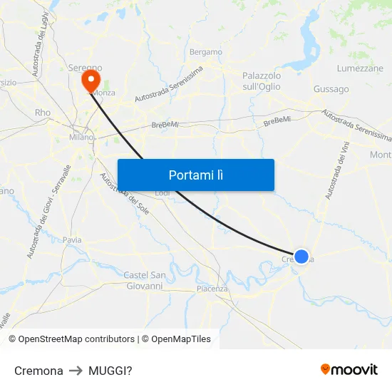 Cremona to MUGGI? map