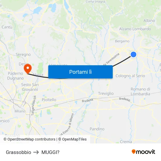 Grassobbio to MUGGI? map