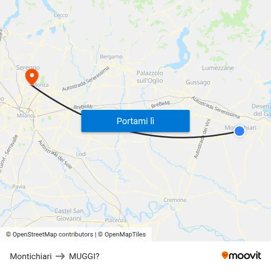 Montichiari to MUGGI? map