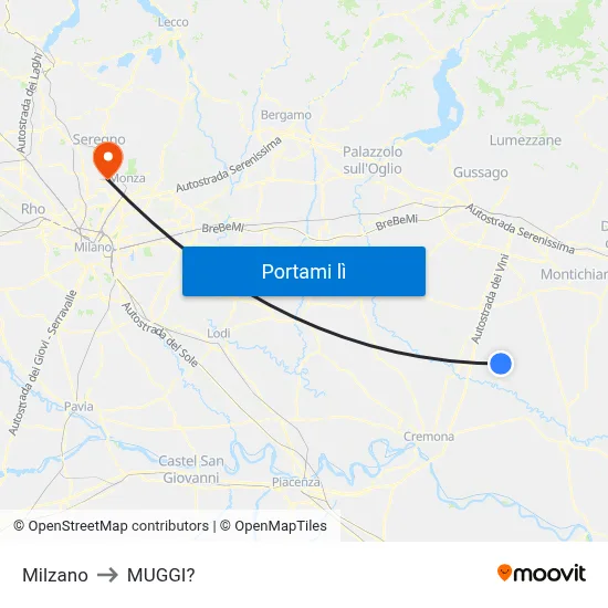 Milzano to MUGGI? map