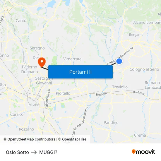 Osio Sotto to MUGGI? map