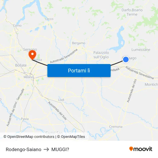 Rodengo-Saiano to MUGGI? map