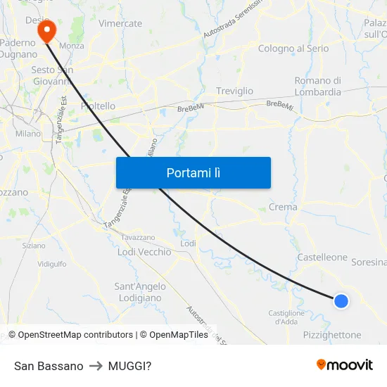 San Bassano to MUGGI? map