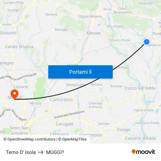 Terno D' Isola to MUGGI? map