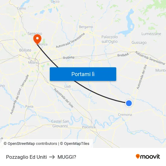 Pozzaglio Ed Uniti to MUGGI? map