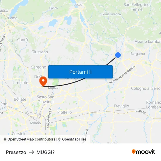 Presezzo to MUGGI? map